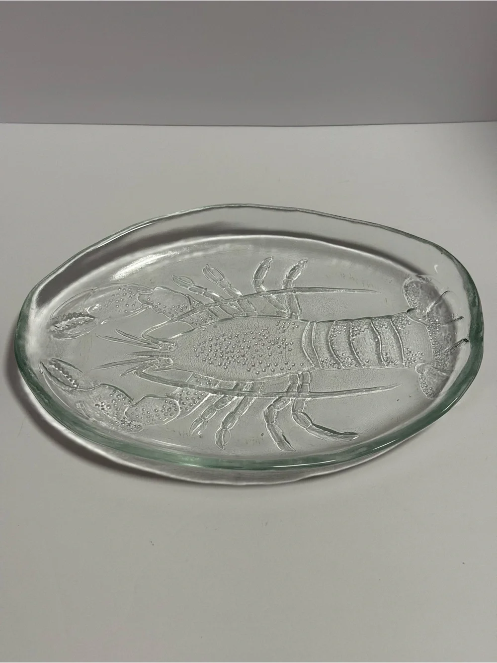 🦞 Crate & Barrel Clear Glass Lobster Platter - Nautical Coastal Decor